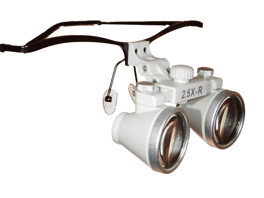 Double Frame LEDental loupe, montiert am Double Frame